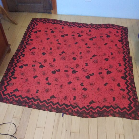 Anne Cole collection sarong roses print  red and black pool beach Cover up - Picture 7 of 16